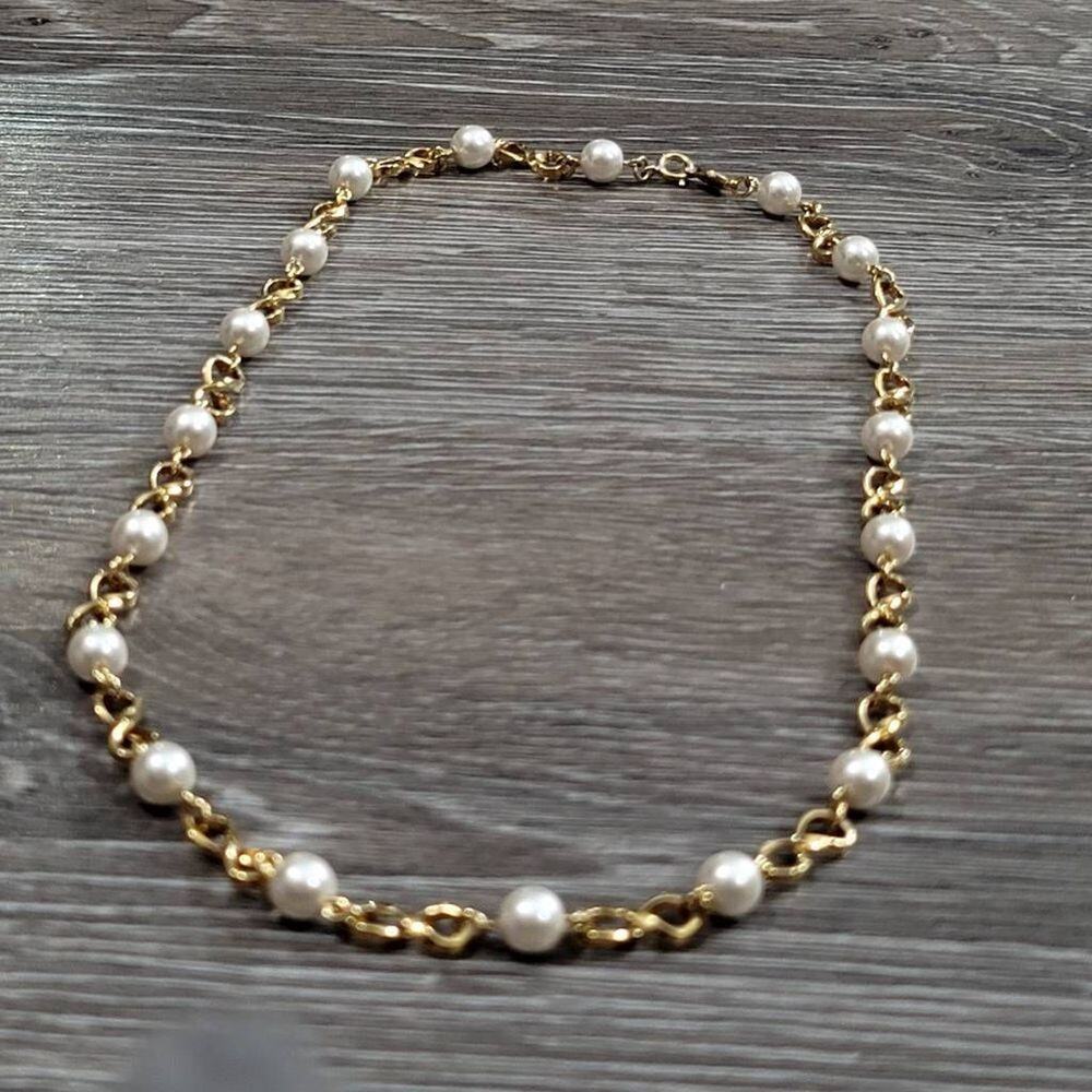 Napier Gold Chain with Pearl Infinity Stations Necklace 28 inches